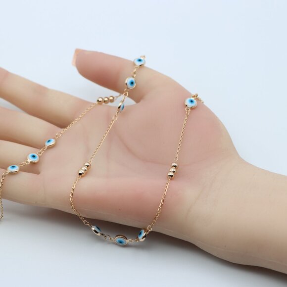 "Rose Gold Evil Eye Necklace with Chain, XPNL0119 - Picture 11 of 12